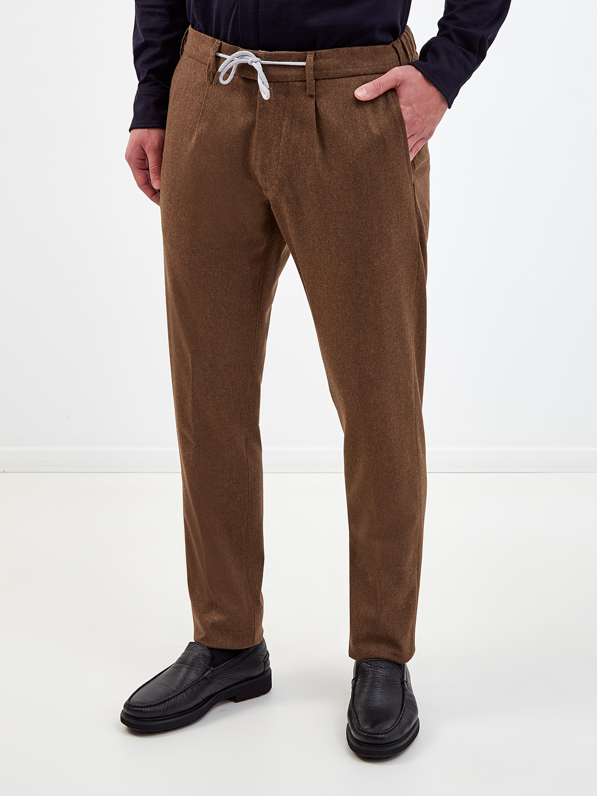 Шерстяные брюки с добавлением кашемира из коллекции Platinum ELEVENTY, цвет коричневый, размер 54 - фото 3
